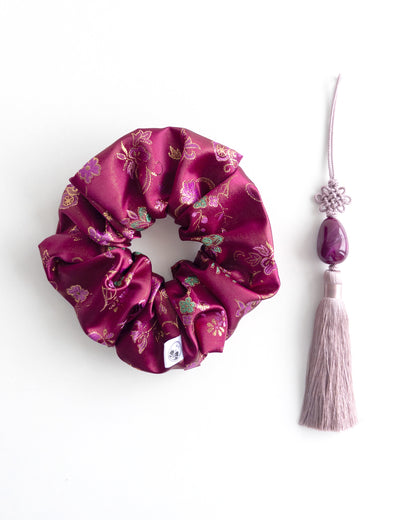 Gaeul hanbok scrunchie with Jade norigae